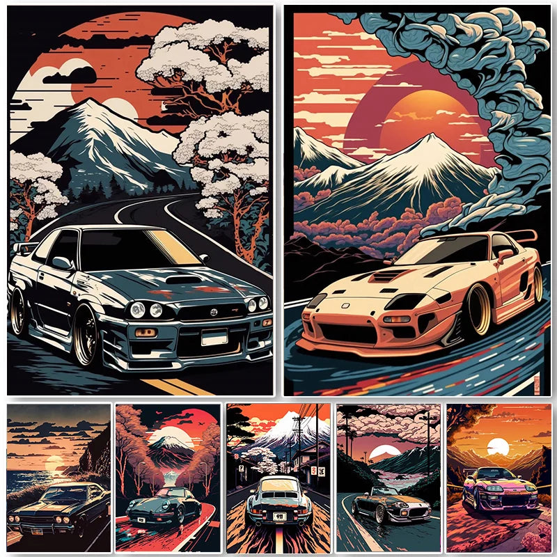 Affiche Voiture Japonais 80s Retro