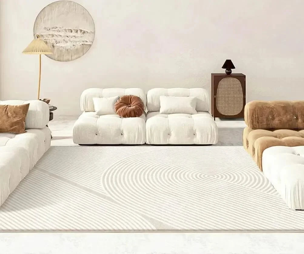 Canvanation Flannel-9 / 140x200cm 55x78.7in Tapis Moderne Blanc - Minimaliste Pour Grand Salon