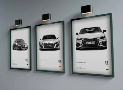 Affiche Voiture Allemande Rs3 R8 C8 GTR SUV