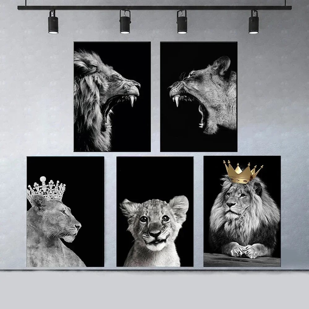 Affiche Africaine Lion Couronne Roi Reine