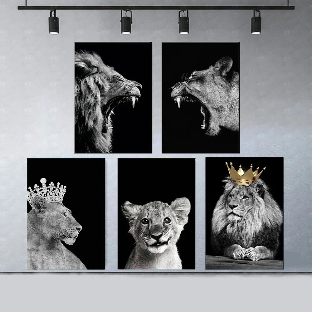 Affiche Africaine Lion Couronne Roi Reine