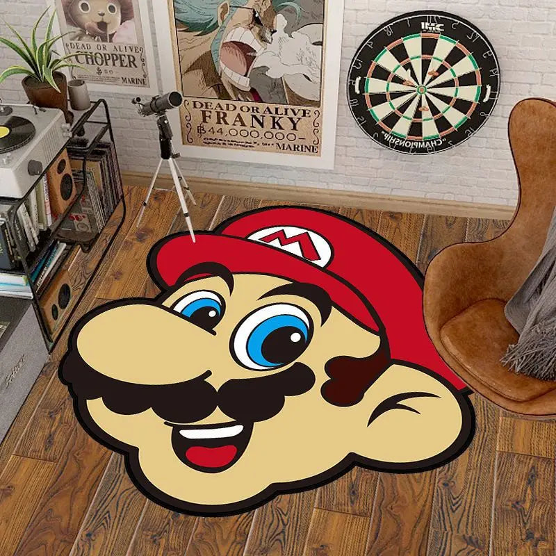 Tapis De Chambre Rond - En Forme De Mario