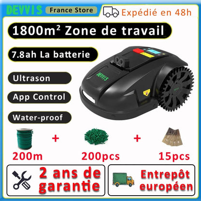 Canvanation 200m and 200pcs / EU / france Tondeuse Robotisée Ecran Tactile DEVVIS E1800U – Vision Ultime 2024