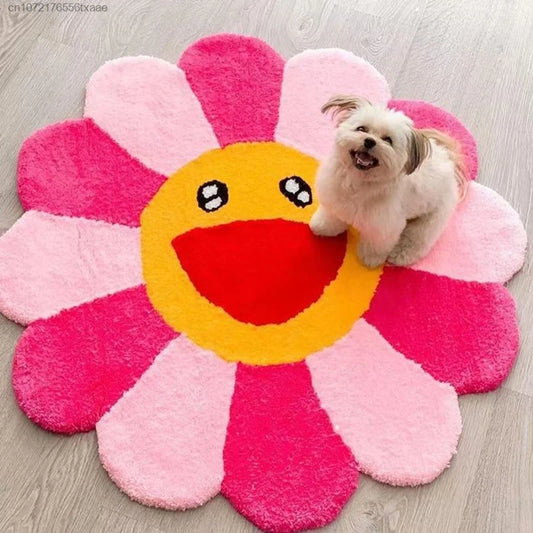 Tapis De Chambre - En Forme De Fleur Rose