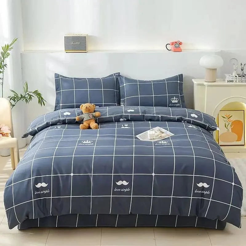 Canvanation Couette en Polyester & Coton – Style Pastoral, Impression Réactive Motifs Plantes et Rayures