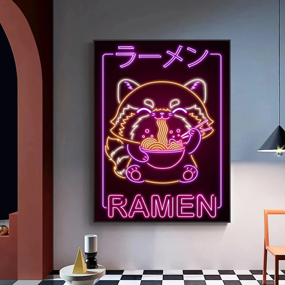 Affiche Japonais Neon Retro Nourriture Ramen