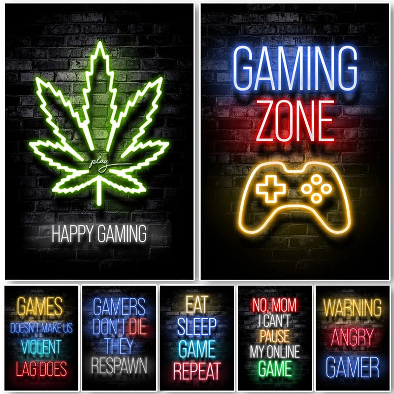 Affiche Neon Gaming Chambre