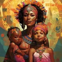 Affiche Africain Femmes Et Enfants