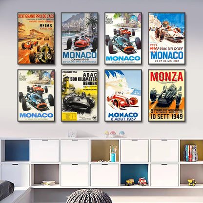 Affiche Vintage Voiture Monaco Prix F1