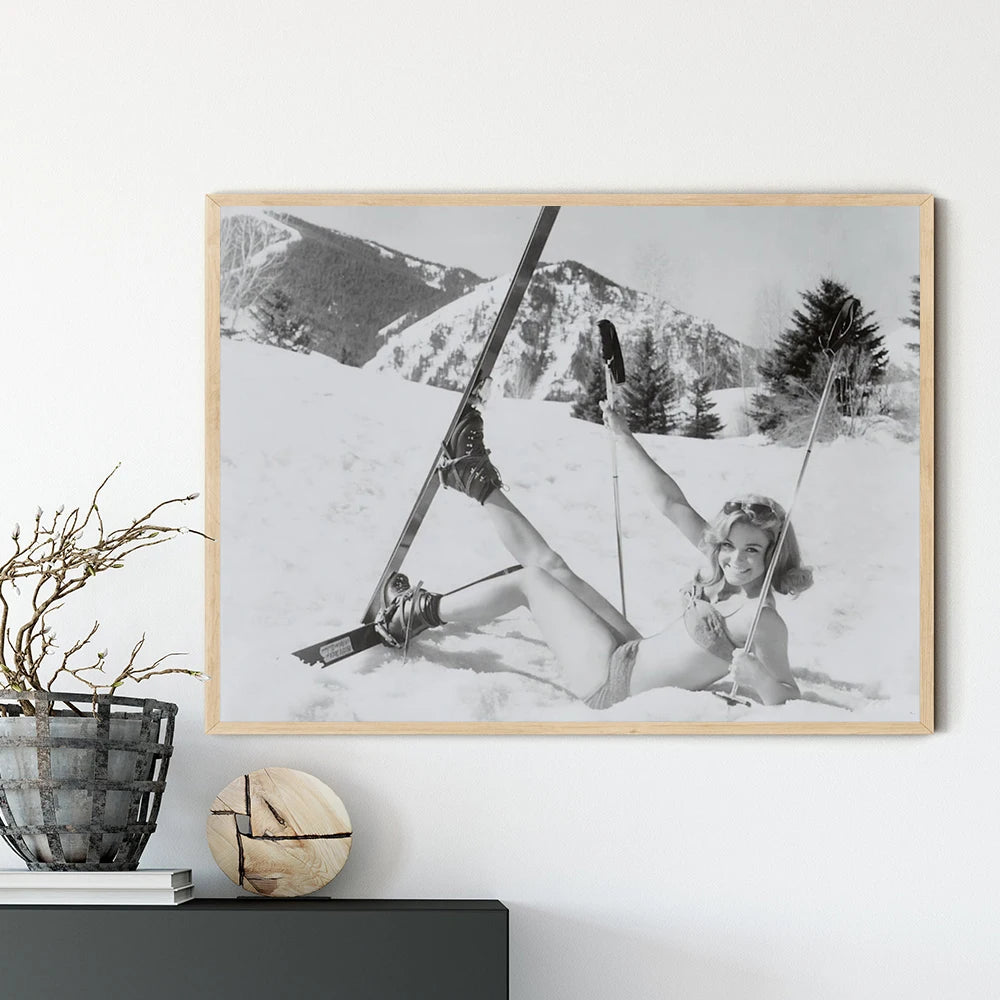 Poster Ski Vintage Noir Et Blanc