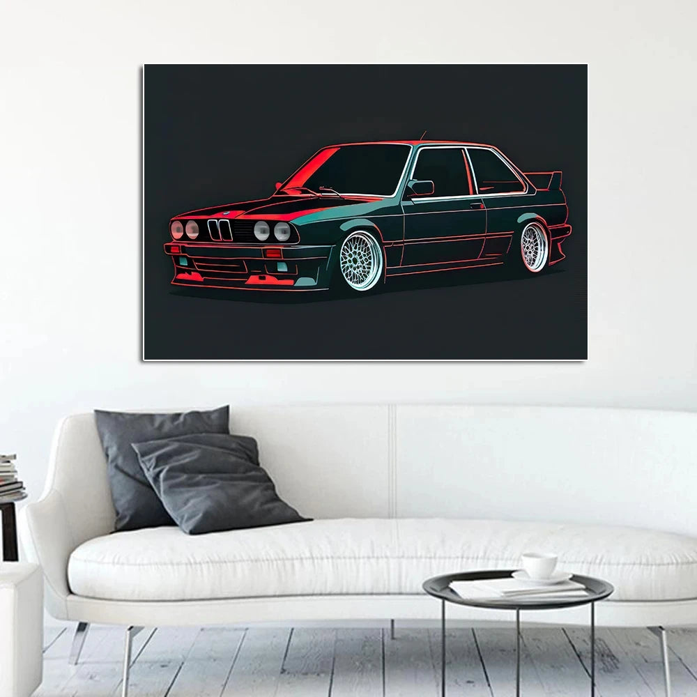 Affiche Voiture Bmw Sport Vintage Retro