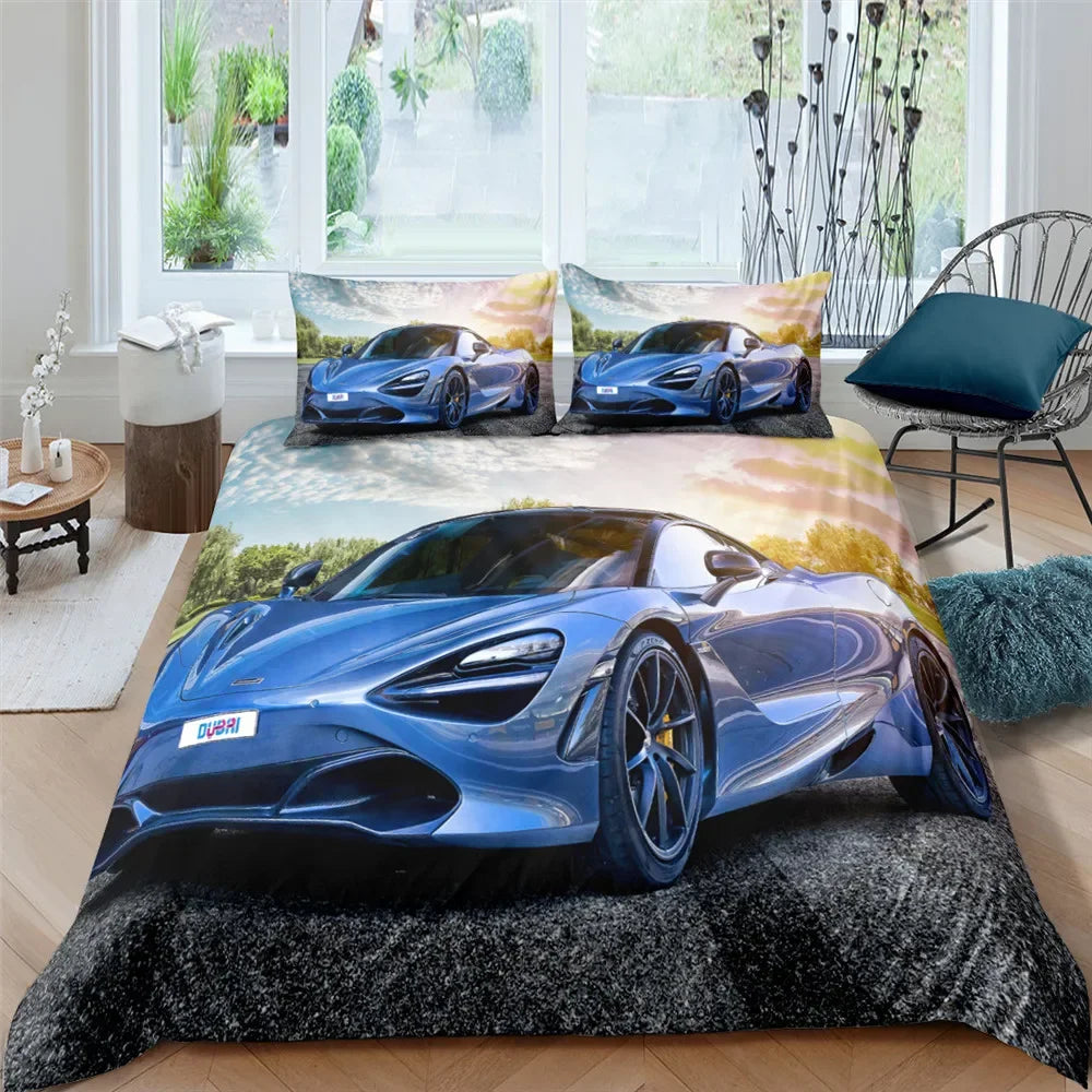 Housse De Couette - Voiture De Luxe Ferrari, Lamborghini, Mclaren, Bugatti Set 2/3pcs 3D