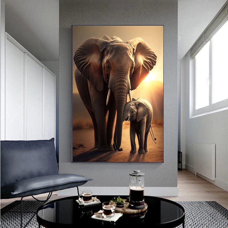 Affiche Abstrait Elephant Coucher De Soleil