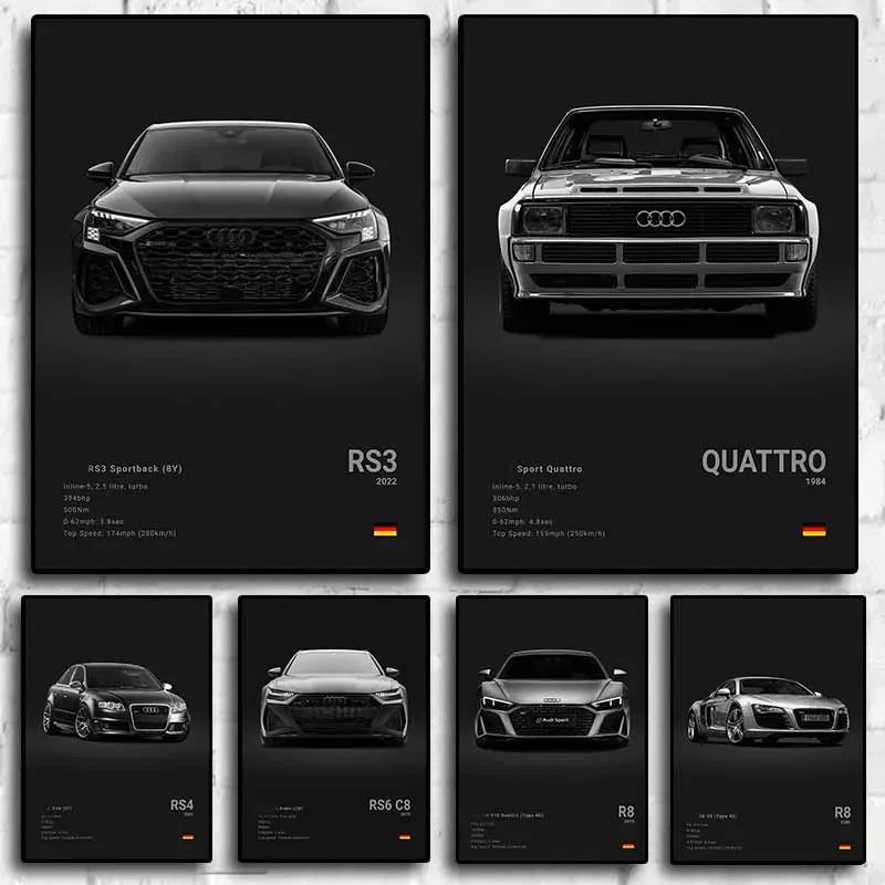 Affiche Voiture Allemande Rs3 R8 C8 GTR SUV