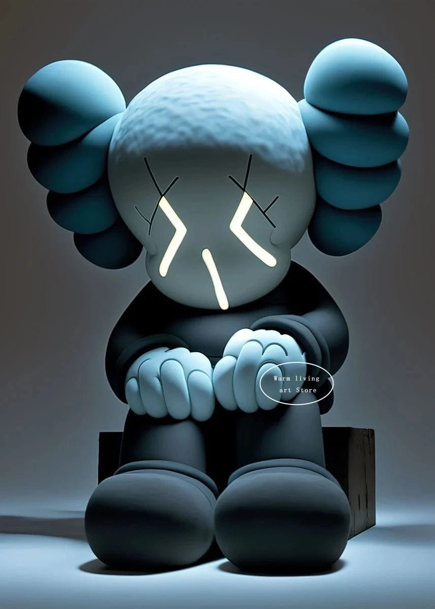 Poster Kaws Bleu Et Blanc