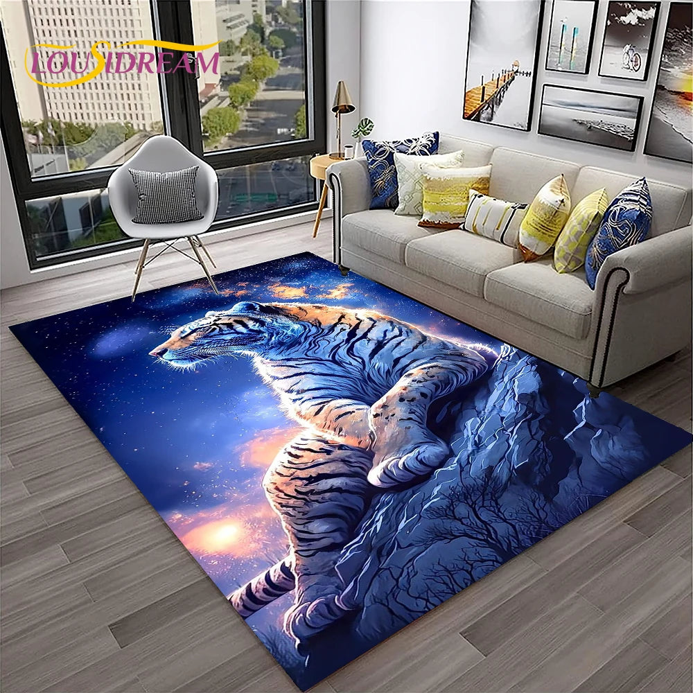 Tapis De Chambre - 3D Tigre Blanc