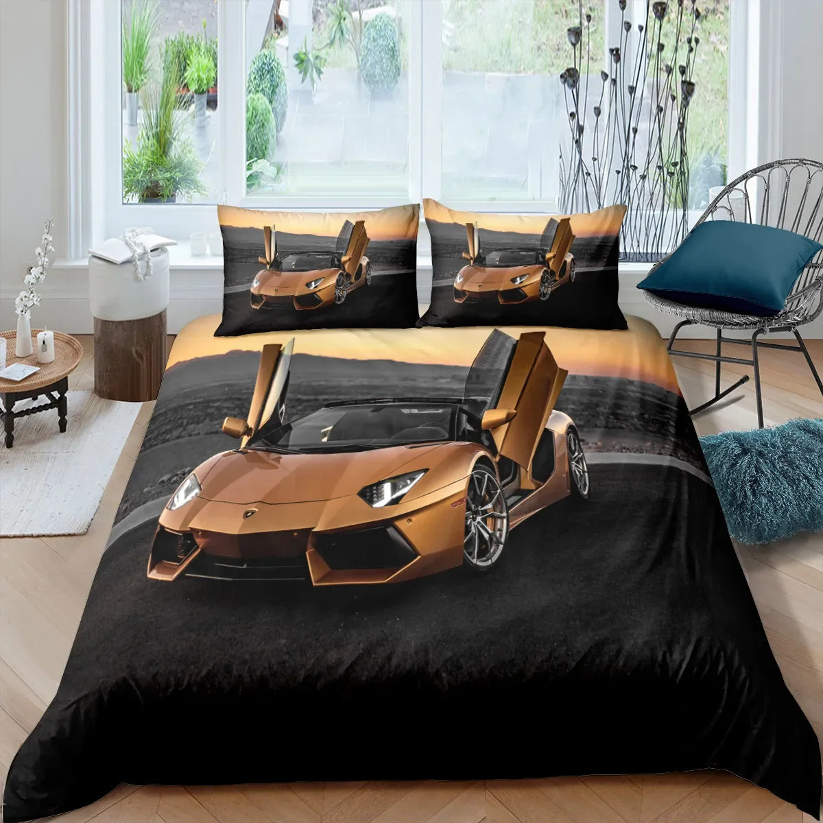 Housse De Couette - Voiture De Luxe Ferrari, Lamborghini, Mclaren, Bugatti Set 2/3pcs 3D