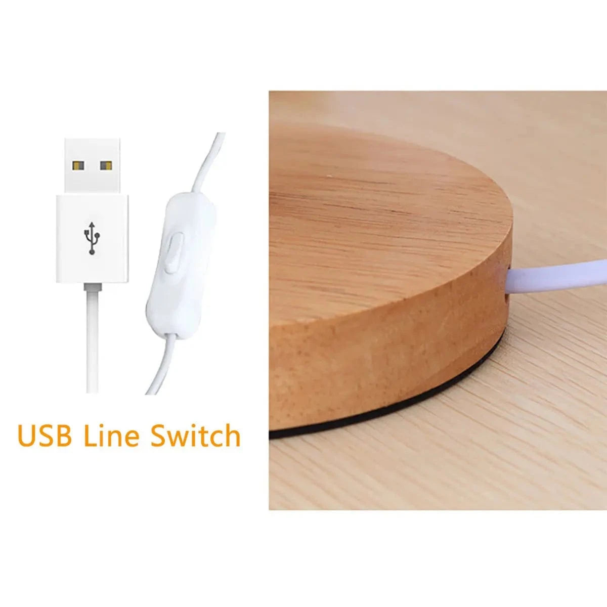 Canvanation Lampe de Chevet en Bois avec Abat-Jour en Lin – LED Tactile et USB