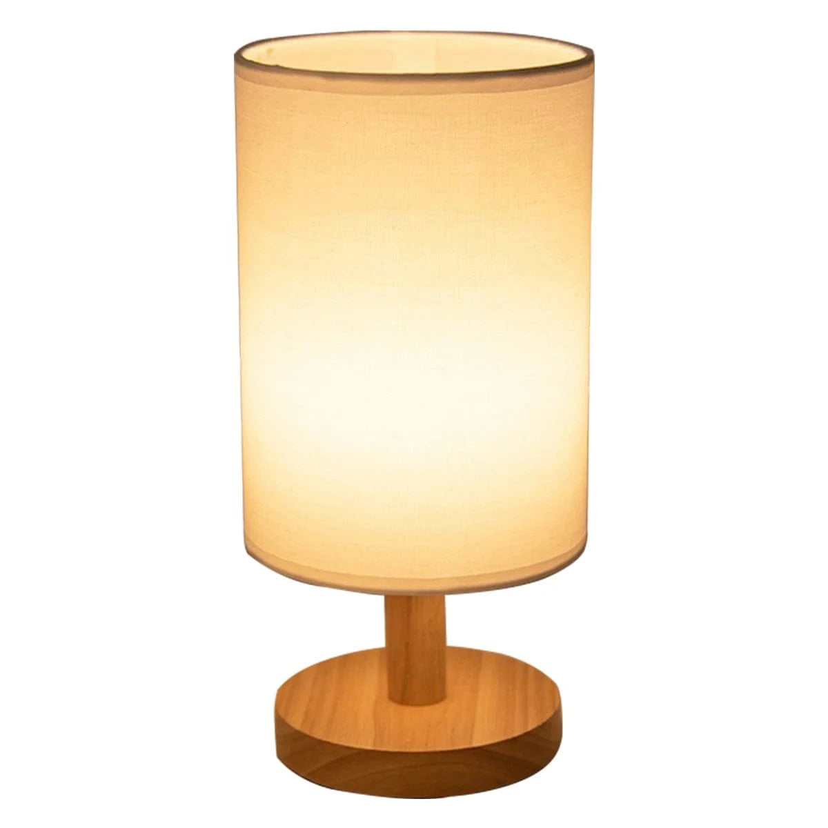 Canvanation USB / A Lampe de Chevet en Bois avec Abat-Jour en Lin – LED Tactile et USB