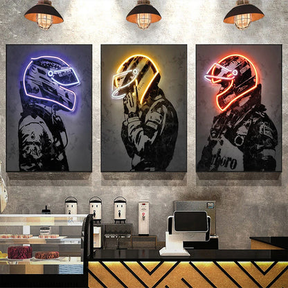 Affiche Casque De Moto Neon