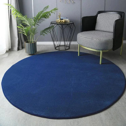 Canvanation Bleu nuit / Diam 60cm(23.6inch) Tapis De Salon Rond - En Velours Corail