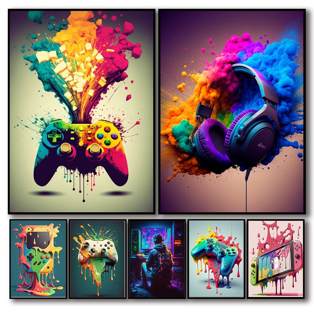 Affiche Colorée Manette Xbox Canvanation