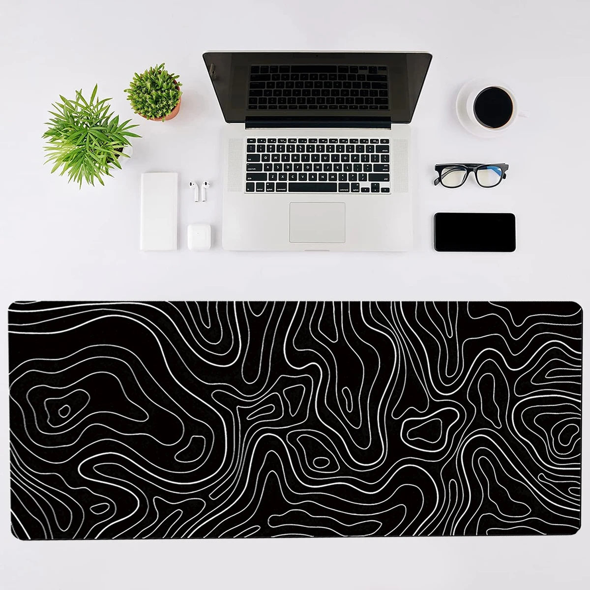 Tapis De Souris - Topographic Noir Et Blanc