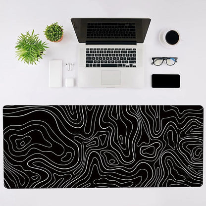 Canvanation 80x30 Cm Tapis De Souris - Topographic Noir Et Blanc