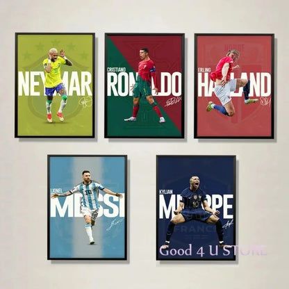 Affiche Joueurs De Football - Ronaldo Messi Neymar Mbappe