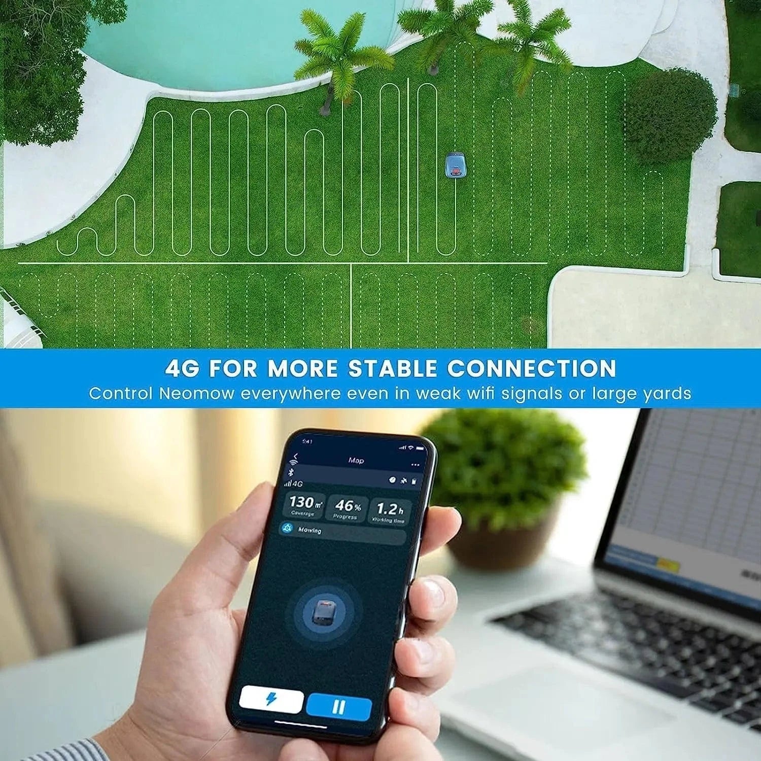 Canvanation KOWOLL M18EX / EU / france KOWOLL Robot Tondeuse Intélligence - Jusqu'à 1000m²