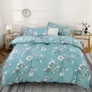 Canvanation 23 / 2.0X2.3M quilt cover Couette en Polyester & Coton – Style Pastoral, Impression Réactive Motifs Plantes et Rayures