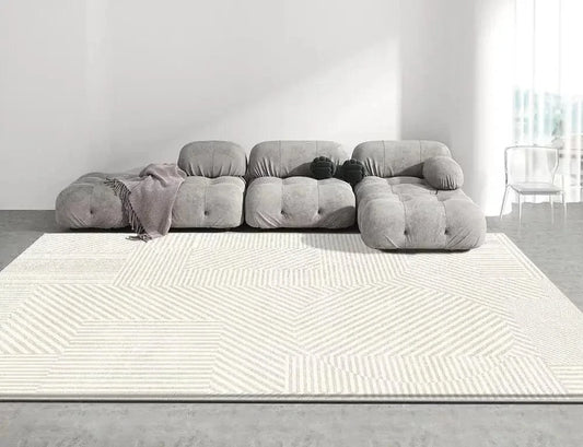 Canvanation Flannel-7 / 180x280cm 71x110in Tapis Moderne Blanc - Minimaliste Pour Grand Salon