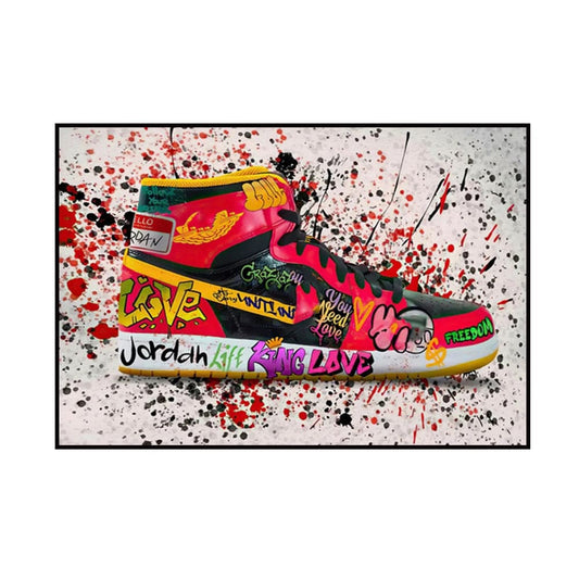 Affiche Street Art Nike Air Jordan Love Rouge Blanc