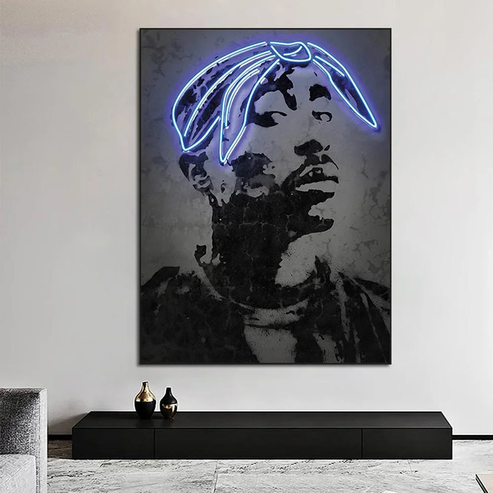 Affiche Neon Rap Pop Art Tupac