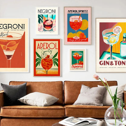 Affiche Cuisine Aperol, Gin Tonic , Mojito