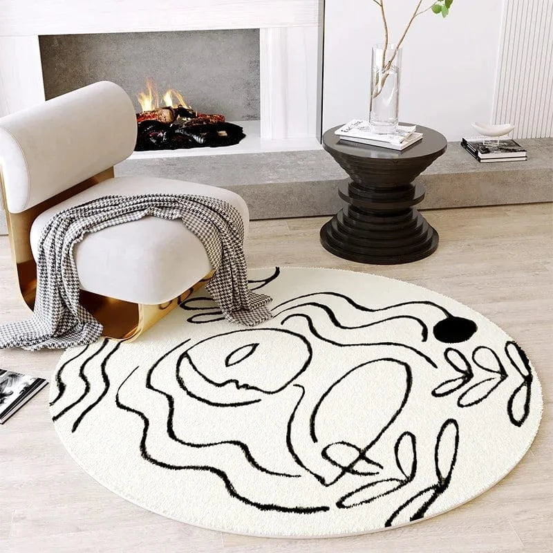 Canvanation E / Diametre 80cm Tapis De Salon Rond - Moelleux Et Doux