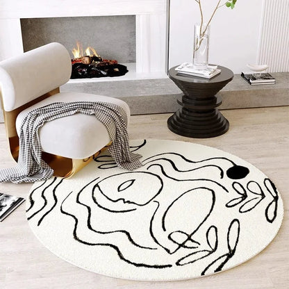 Canvanation E / Diametre 80cm Tapis De Salon Rond - Moelleux Et Doux