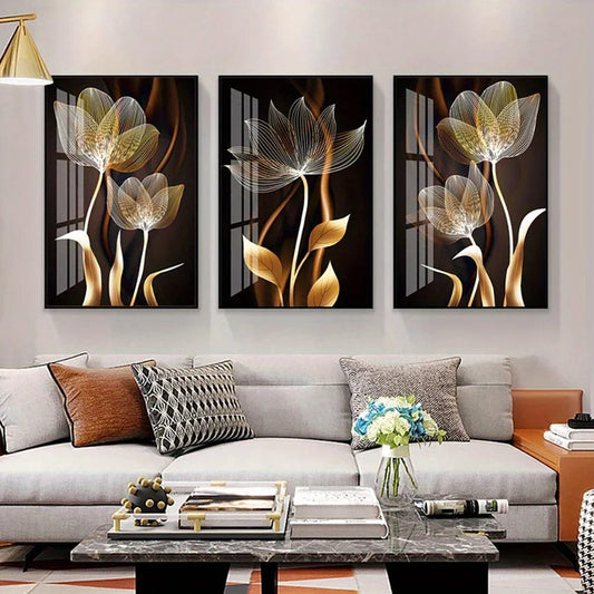 Canvanation Affiche 3PCS Noir Et Doré