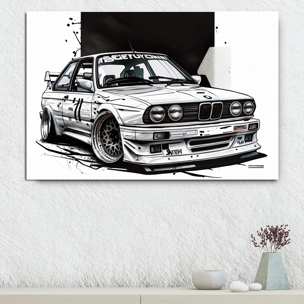 Affiche Voiture Bmw Sport Vintage Retro