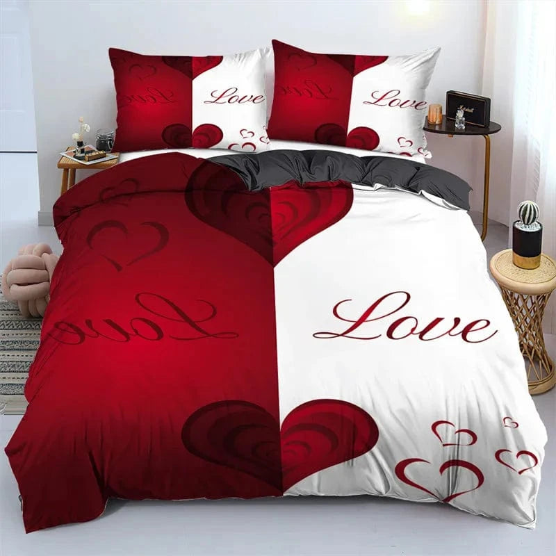 Canvanation Housse De Couette + Taies D'Oreillers - 3D Coeur