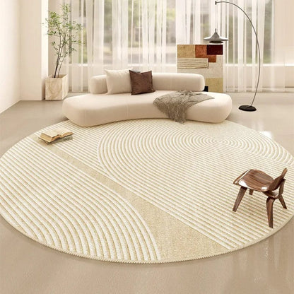 Canvanation 6 / Diametre 260cm-102in Tapis De Salon Rond Beige Salon