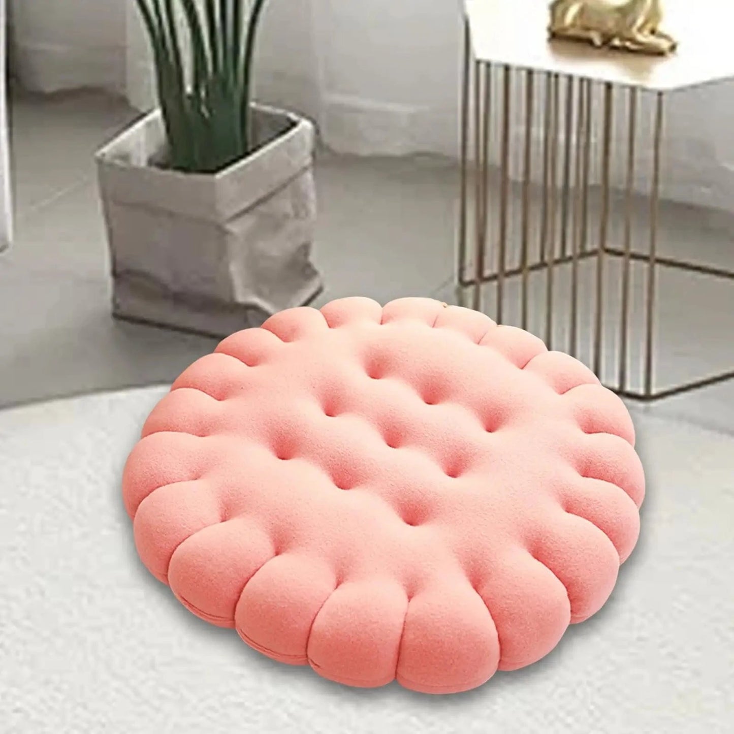 Canvanation Rose Round Coussin en forme de biscuit
