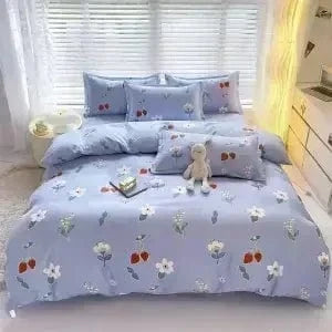 Canvanation 8 / 1.8X2.2M quilt cover Couette en Polyester & Coton – Style Pastoral, Impression Réactive Motifs Plantes et Rayures