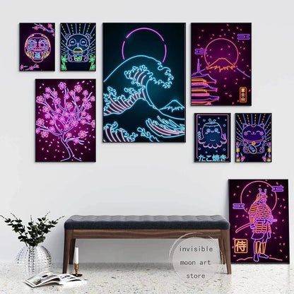 Affiche Japonais Neon Octopus