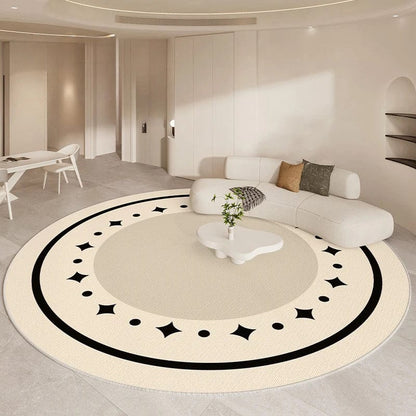 Canvanation AX015-2-E / Diametre 240cm Tapis De Salon - Rond Noir Et Beige