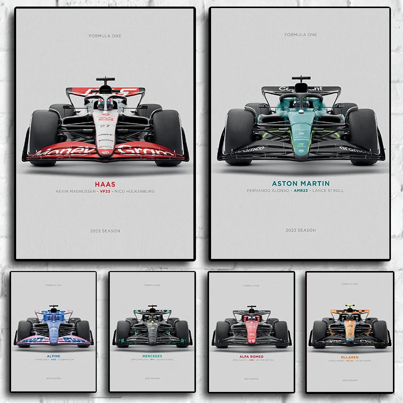 Affiche Voiture 2023 Saison Retro Formule 1