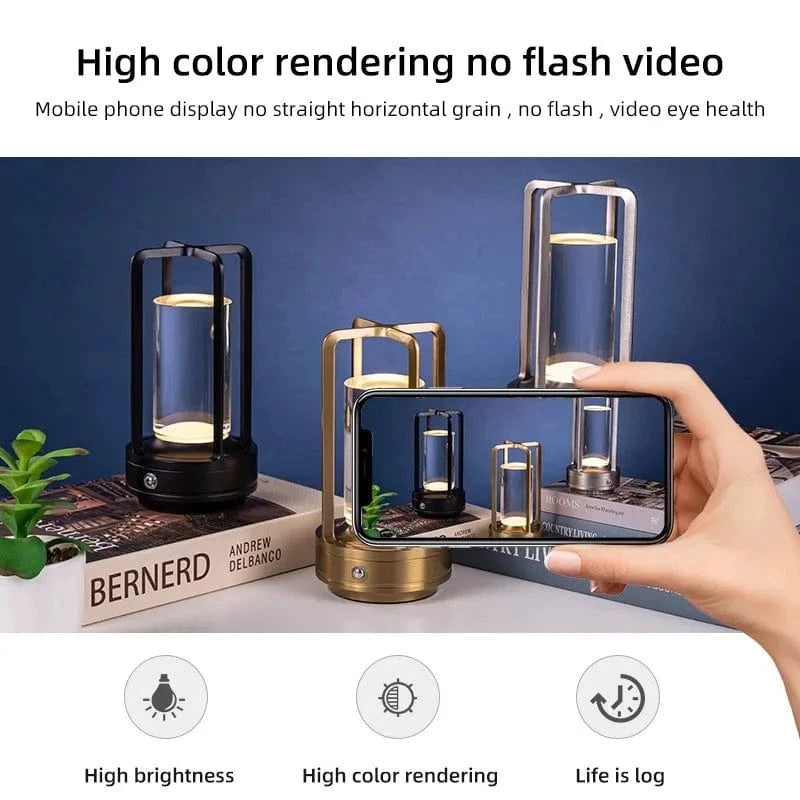 Canvanation Lampe de Chevet LED Cristal Moderne – Tactile, Rechargeable