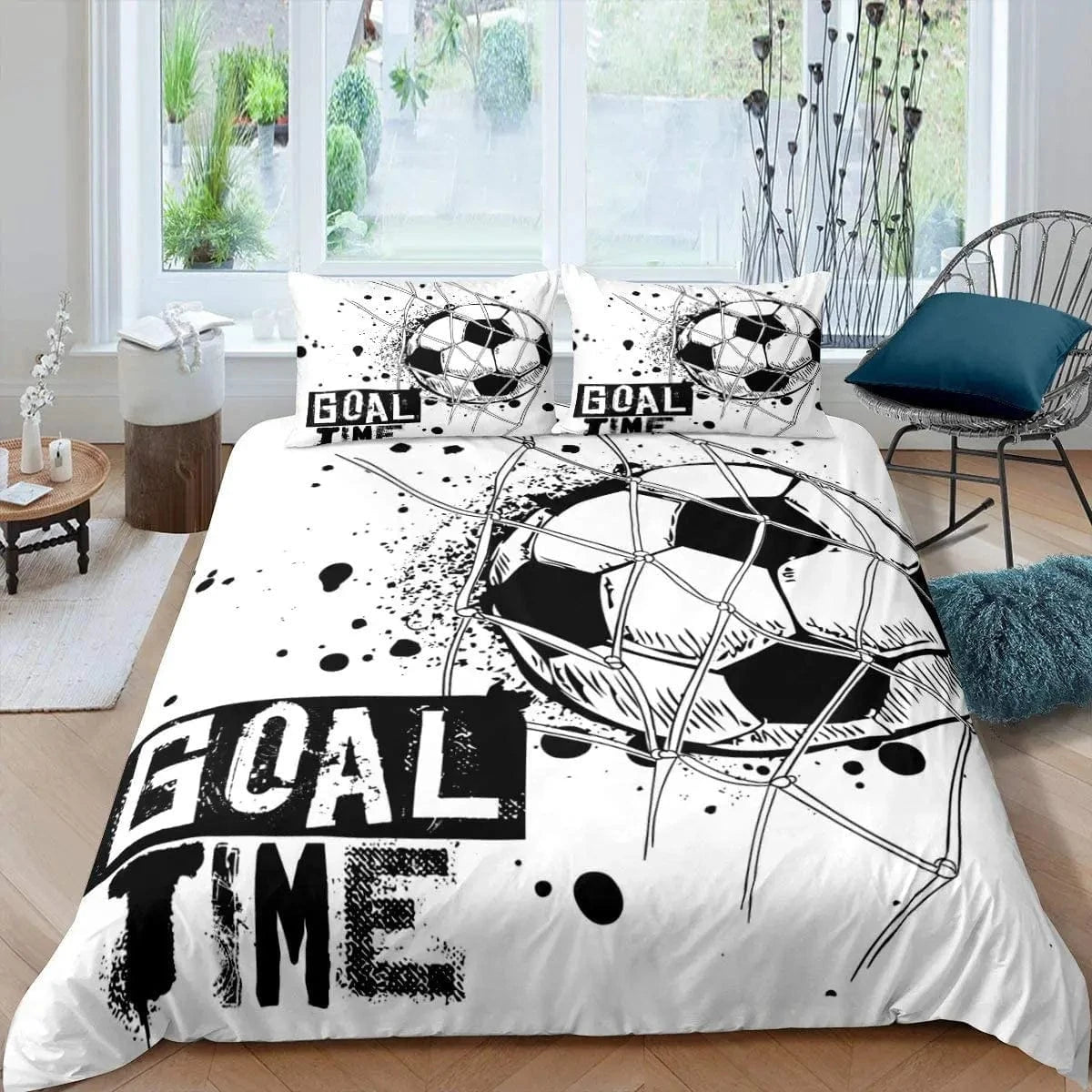 Canvanation 1 / 200X200cm 3PCS Housse De Couette - Football Noir Et Blanc
