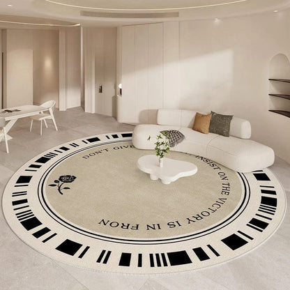 Canvanation AX015-2-C / Diametre 100cm Tapis De Salon - Rond Noir Et Beige