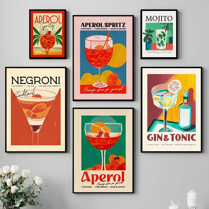 Affiche Cuisine Aperol, Gin Tonic , Mojito